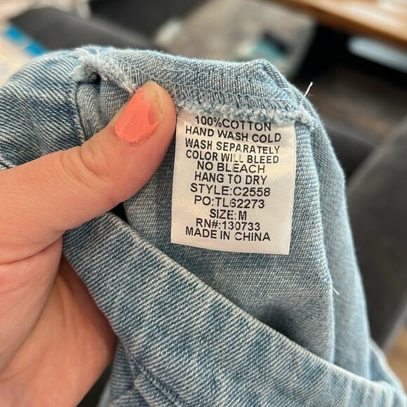 Umgee Frayed Denim Zip Back Skirt | Size Medium - Picture 5 of 5